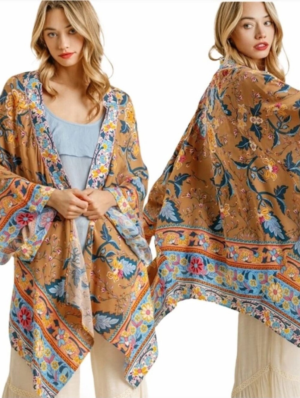 🆕️ Umgee Floral Bohemian Kimono in Almod Yellow